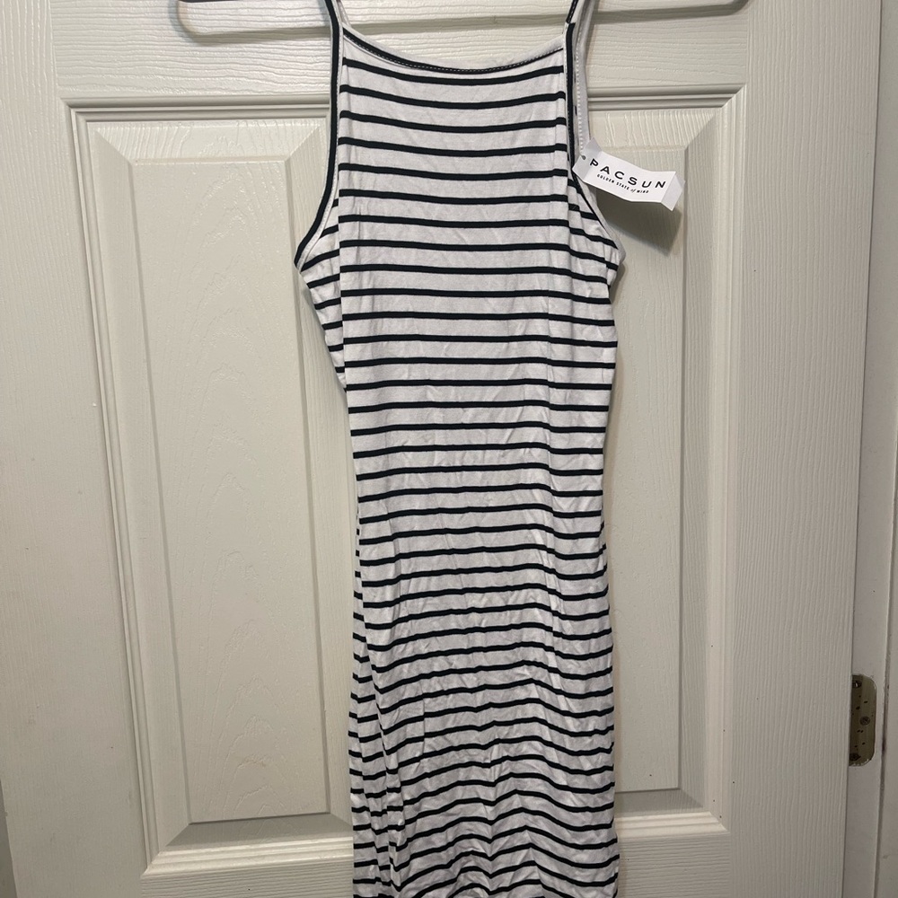 PacSun Black and White Striped Midi Dress